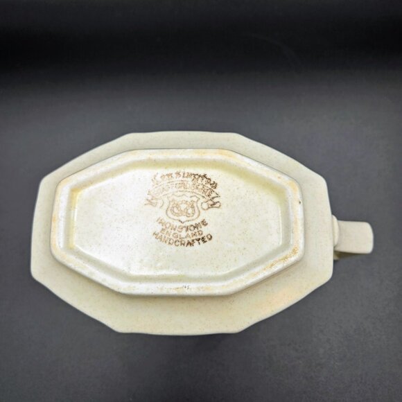 Kensington Gravy Boat With Tray Staffordshire England Ironstone Canterbury Cream - Picture 8 of 13